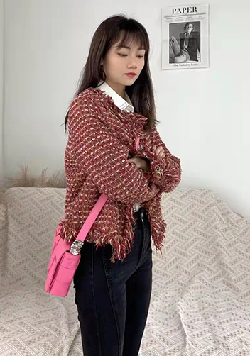Mia 15 Square Leather Shoulder Bag Barbie
