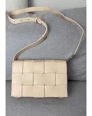 Mia 15 Square Leather Shoulder Bag Beige