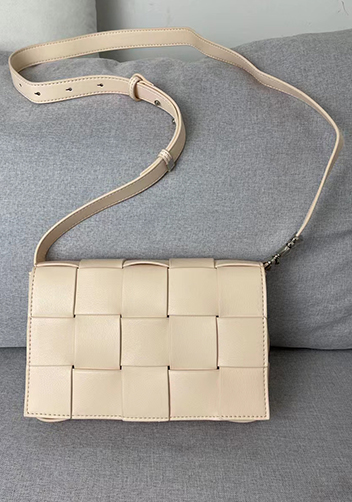 Mia 15 Square Leather Shoulder Bag Beige