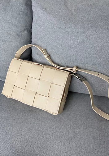 Mia 15 Square Leather Shoulder Bag Beige