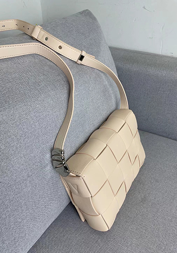 Mia 15 Square Leather Shoulder Bag Beige