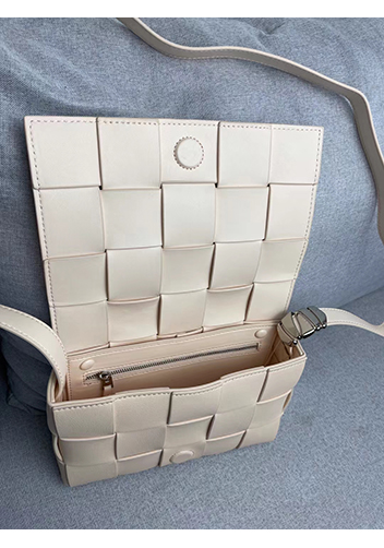 Mia 15 Square Leather Shoulder Bag Beige