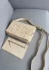 Mia 15 Square Leather Shoulder Bag Beige
