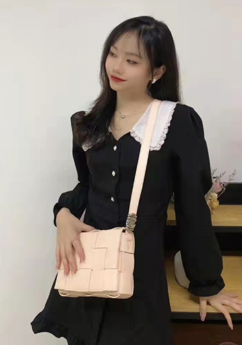 Mia 15 Square Leather Shoulder Bag Beige