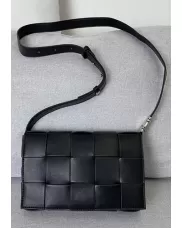 Mia 15 Square Leather Shoulder Bag Black