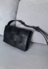 Mia 15 Square Leather Shoulder Bag Black