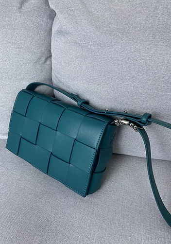 Mia 15 Square Leather Shoulder Bag Blue
