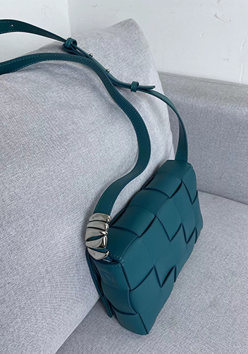 Mia 15 Square Leather Shoulder Bag Blue