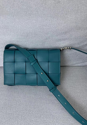 Mia 15 Square Leather Shoulder Bag Blue