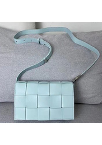 Mia 15 Square Leather Shoulder Bag Light Blue