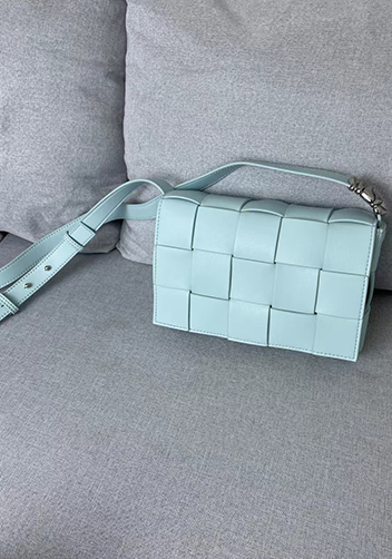 Mia 15 Square Leather Shoulder Bag Light Blue