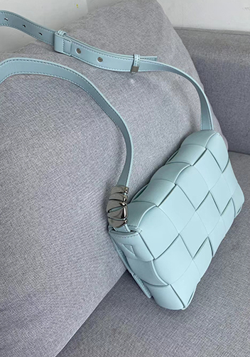 Mia 15 Square Leather Shoulder Bag Light Blue
