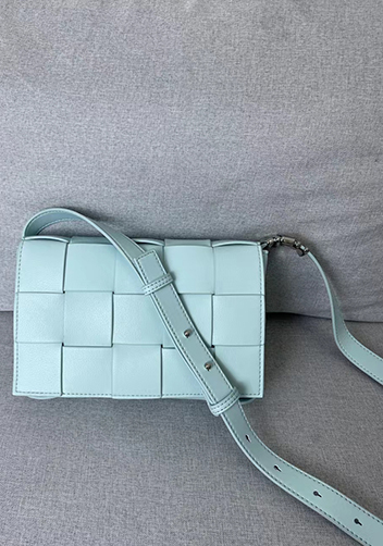 Mia 15 Square Leather Shoulder Bag Light Blue
