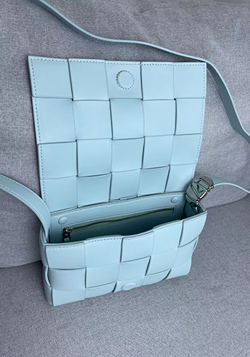Mia 15 Square Leather Shoulder Bag Light Blue