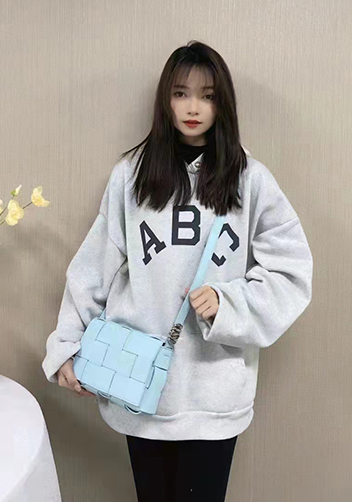Mia 15 Square Leather Shoulder Bag Light Blue