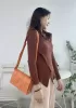 Mia 15 Square Leather Shoulder Bag Orange
