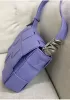 Mia 15 Square Leather Shoulder Bag Purple