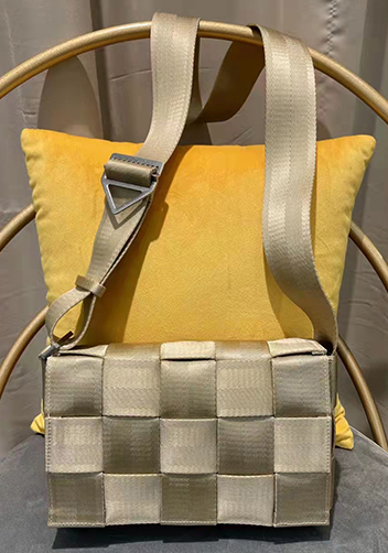 Mia Nylon Webbing Shoulder Bag Beige