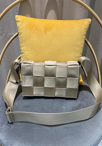 Mia Nylon Webbing Shoulder Bag Beige