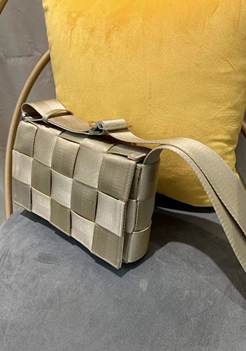 Mia Nylon Webbing Shoulder Bag Beige