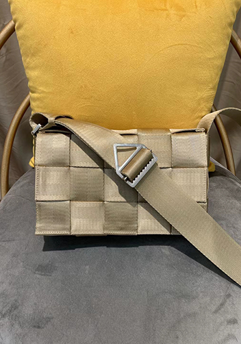 Mia Nylon Webbing Shoulder Bag Beige