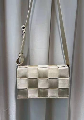 Mia Nylon Webbing Shoulder Bag Beige