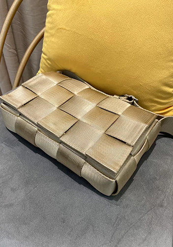 Mia Nylon Webbing Shoulder Bag Beige