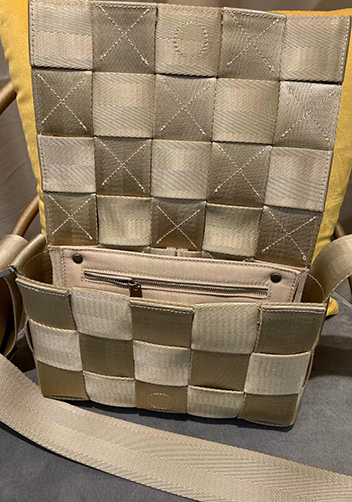 Mia Nylon Webbing Shoulder Bag Beige