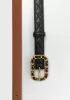 Chain Link Buckle Leather Belt Black