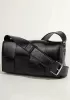 Mia 8 Square Leather Shoulder Bag Black