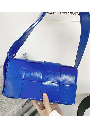 Mia 8 Square Leather Shoulder Bag Blue