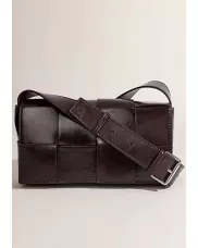 Mia 8 Square Leather Shoulder Bag Choco