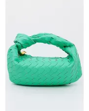Dina Small Knotted Intrecciato Leather Tote Green