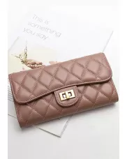 Adele Continental Wallet Lambskin Leather Beige Pink