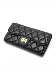 Adele Continental Wallet Lambskin Leather Black
