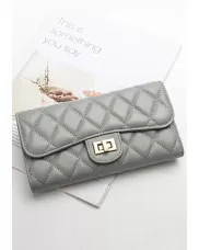 Adele Continental Wallet Lambskin Leather Grey