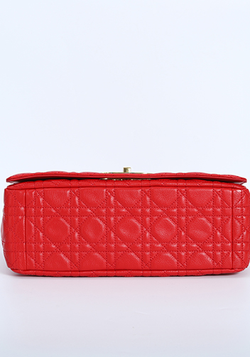 Delia Quilted Medium Leather Shoulder Bag Red