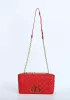 Delia Quilted Medium Leather Shoulder Bag Red