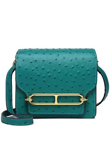 Kristine Ostrich Leather Shoulder Bag Green