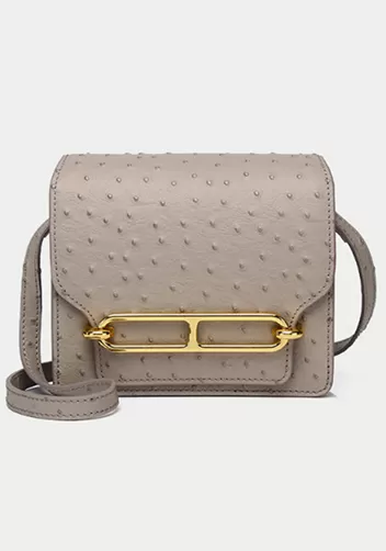 Kristine Ostrich Leather Shoulder Bag Grey