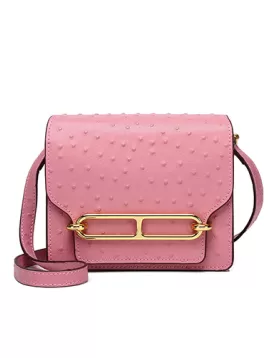 Kristine Ostrich Leather Shoulder Bag Pink
