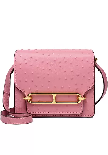 Kristine Ostrich Leather Shoulder Bag Pink