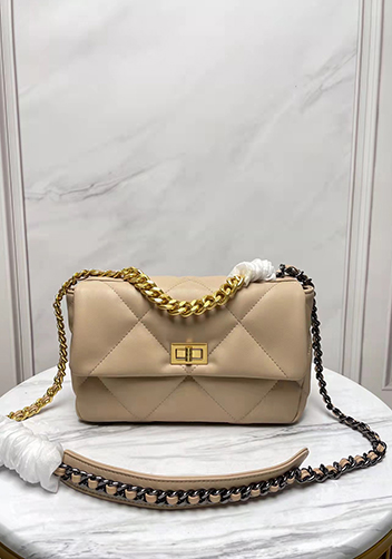 Adele Lilia Flap Small Bag Rectangular Hardware Beige