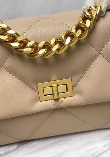 Adele Lilia Flap Small Bag Rectangular Hardware Beige