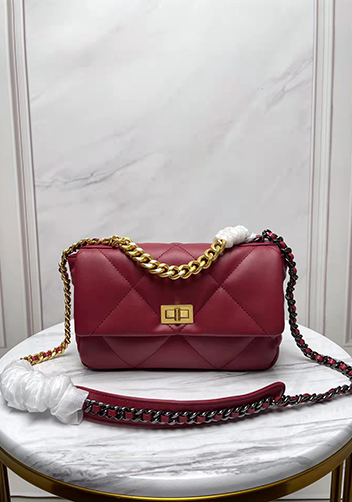 Adele Lilia Flap Small Bag Rectangular Hardware Burgundy
