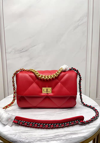 Adele Lilia Flap Small Bag Rectangular Hardware Red