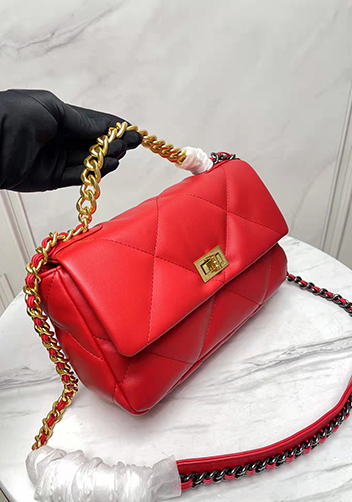 Adele Lilia Flap Small Bag Rectangular Hardware Red