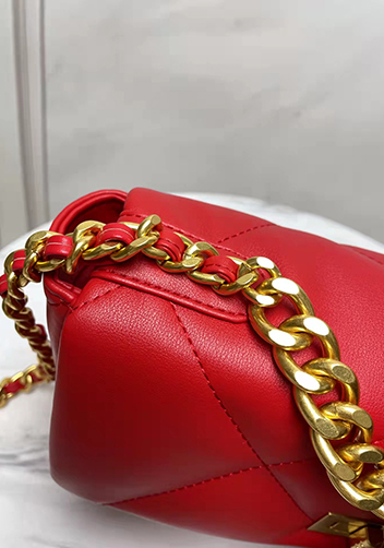 Adele Lilia Flap Small Bag Rectangular Hardware Red