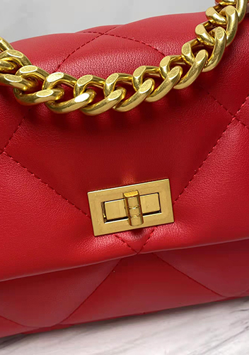 Adele Lilia Flap Small Bag Rectangular Hardware Red