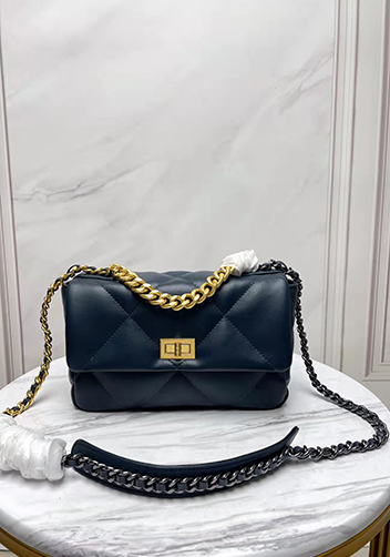 Adele Lilia Flap Small Bag Rectangular Hardware Navy